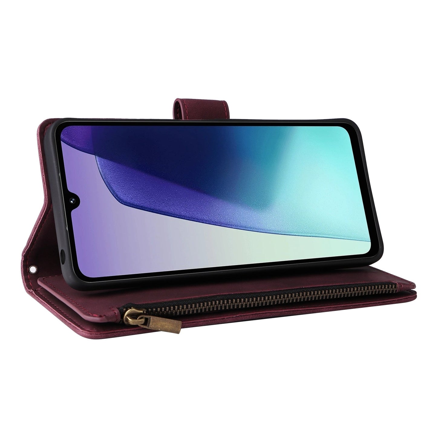 For Redmi 14C 4G Multifunctional Frosted Zipper Wallet Leather Phone Case(Wine Red)