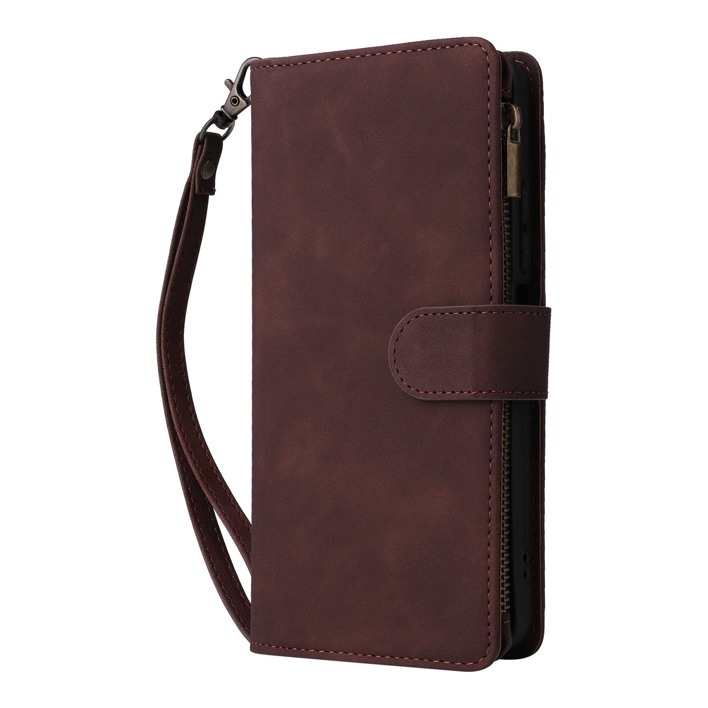 For Redmi 14C 4G Multifunctional Frosted Zipper Wallet Leather Phone Case(Coffee)