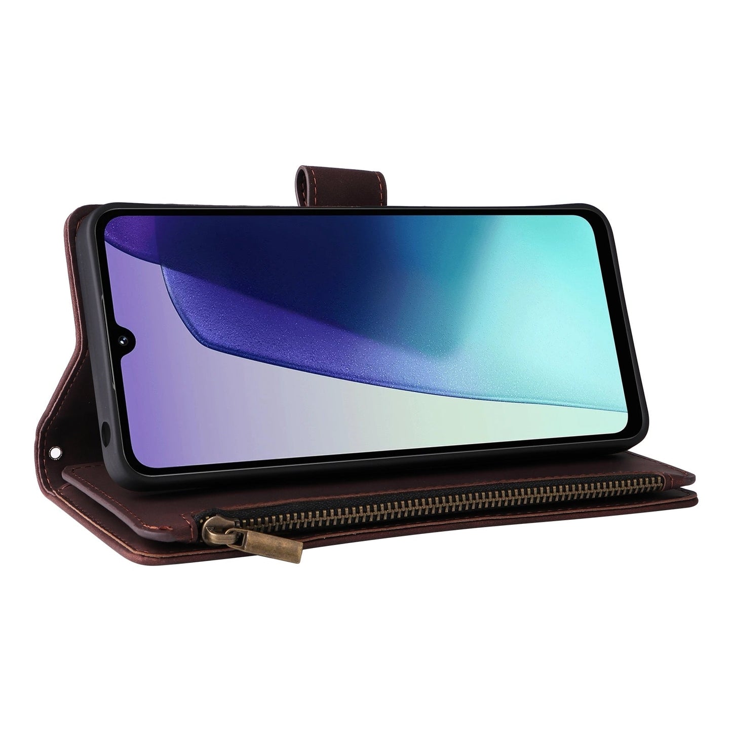 For Redmi 14C 4G Multifunctional Frosted Zipper Wallet Leather Phone Case(Coffee)