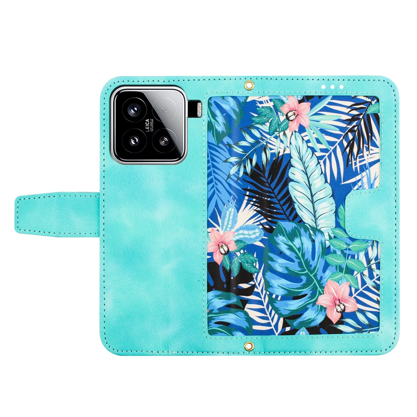For Xiaomi 15 Floral Pattern Leather Phone Case with Lanyard(Green)