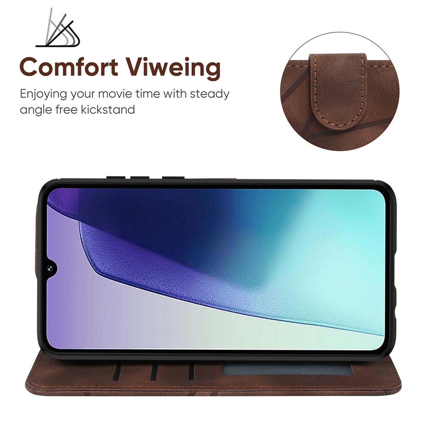 For Redmi 14C 4G Skin Feel Geometric Lines Leather Phone Case(Brown)