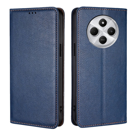 For Redmi 14C 4G Gloss Oil Solid Color Magnetic Leather Phone Case(Blue)