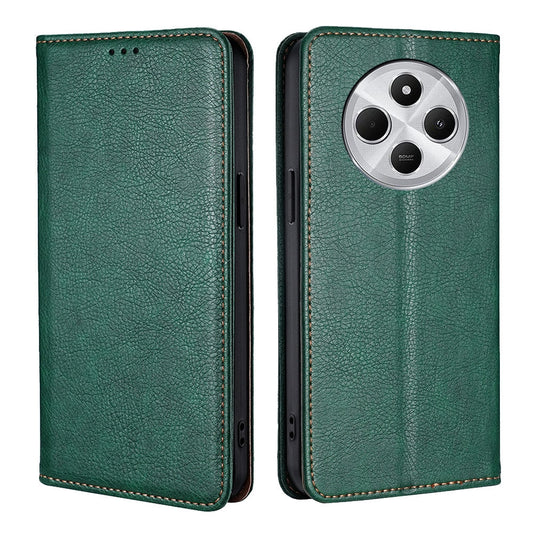 For Redmi 14C 4G Gloss Oil Solid Color Magnetic Leather Phone Case(Green)