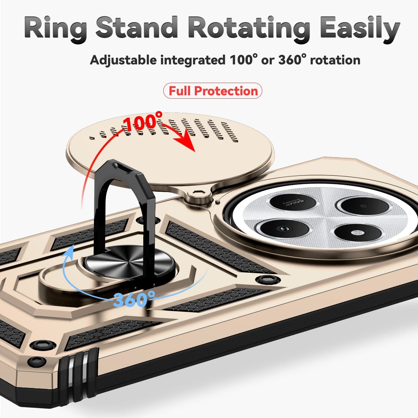 For Redmi 14C 4G Sliding Camshield Holder Phone Case(Gold)