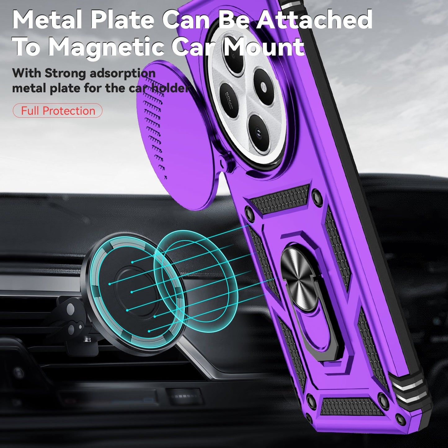 For Redmi 14C 4G Sliding Camshield Holder Phone Case(Purple)