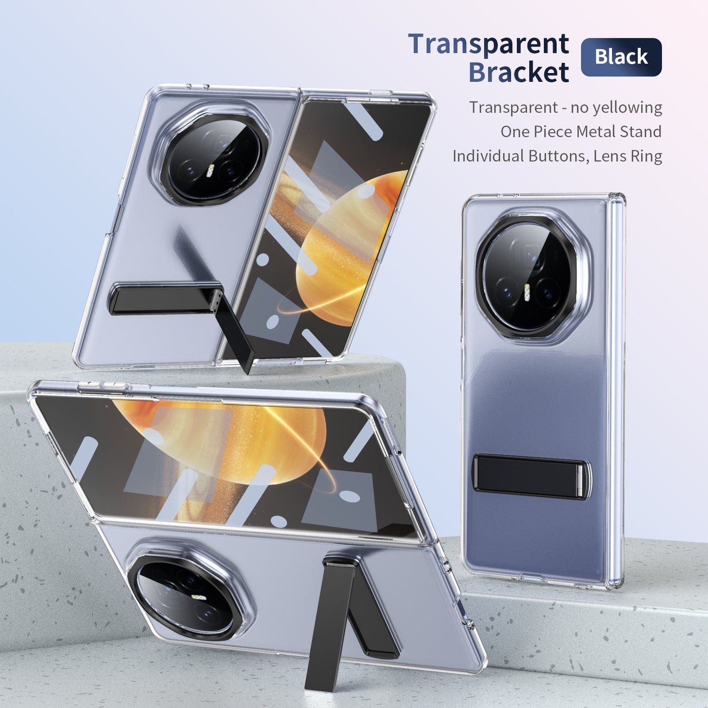 For Honor Magic V3 Ice-Cold Holder PC Hybrid TPU Phone Case(Black)