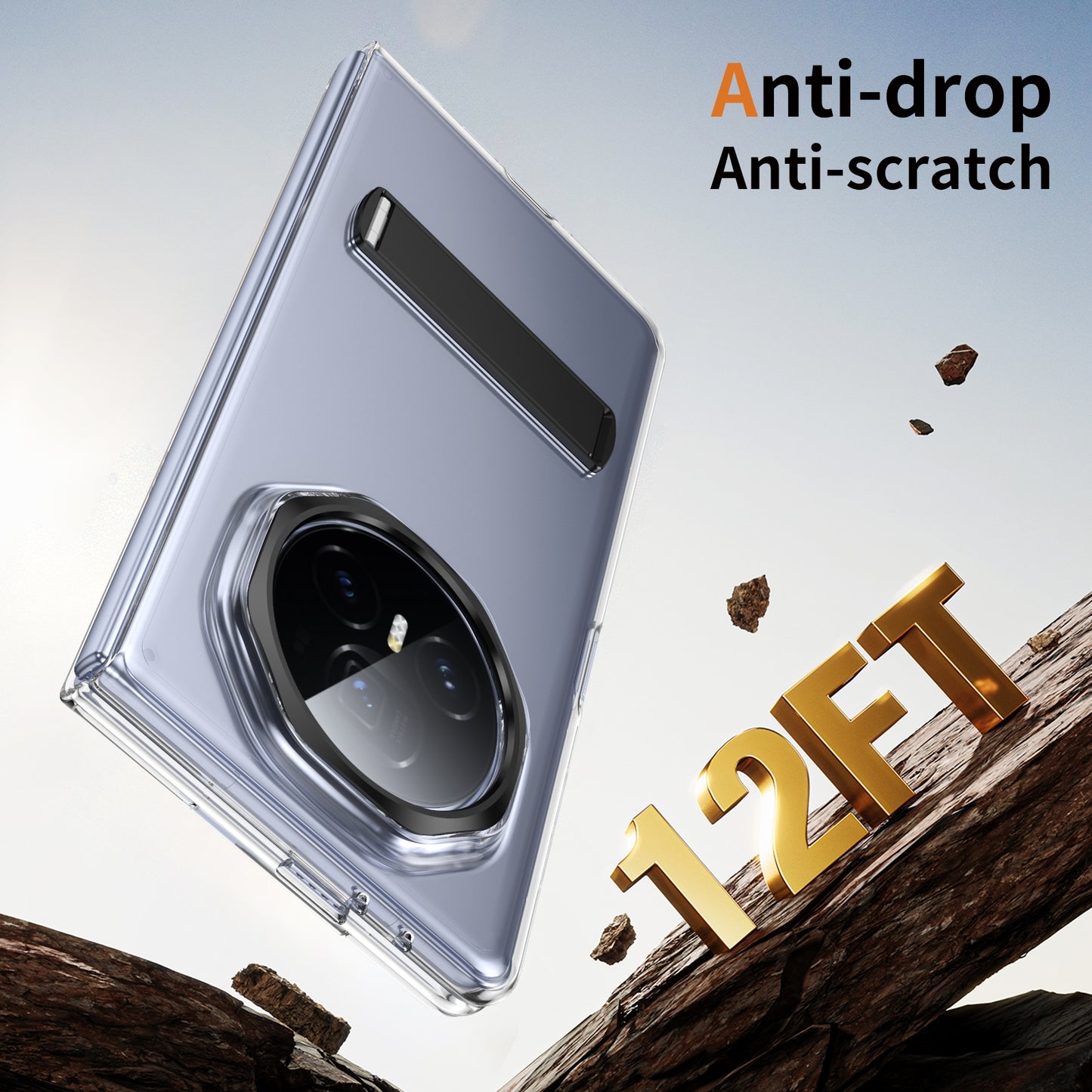 For Honor Magic V3 Ice-Cold Holder PC Hybrid TPU Phone Case(Black)