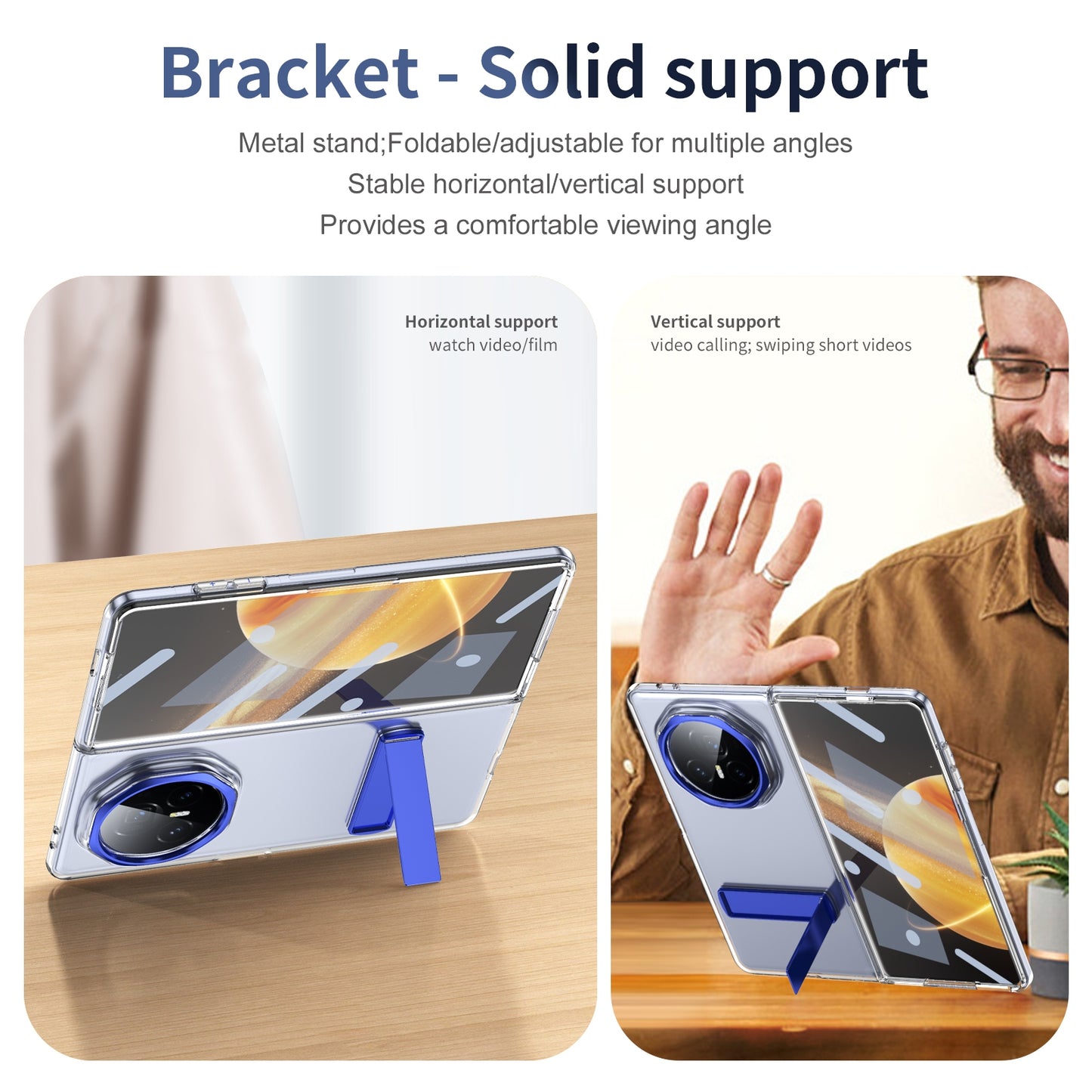 For Honor Magic V3 Ice-Cold Holder PC Hybrid TPU Phone Case(Blue)