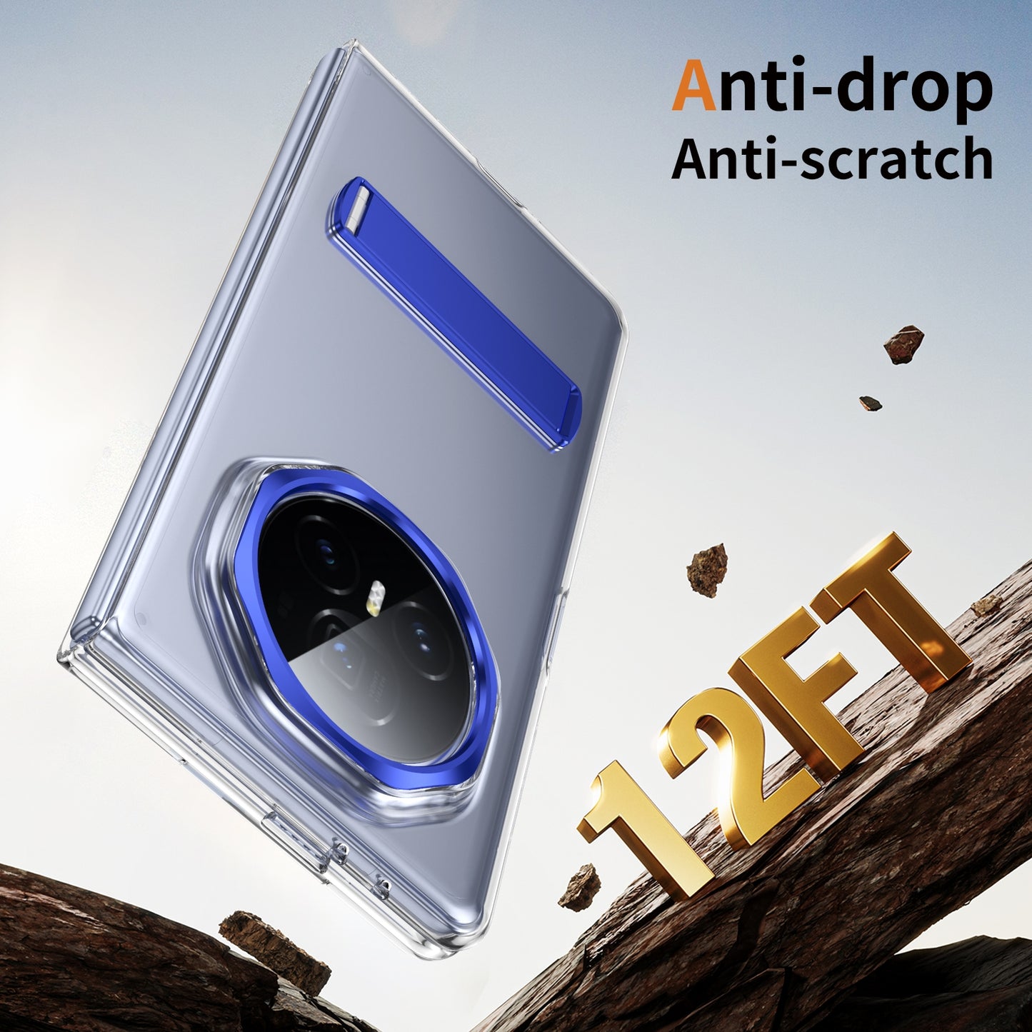 For Honor Magic V3 Ice-Cold Holder PC Hybrid TPU Phone Case(Blue)