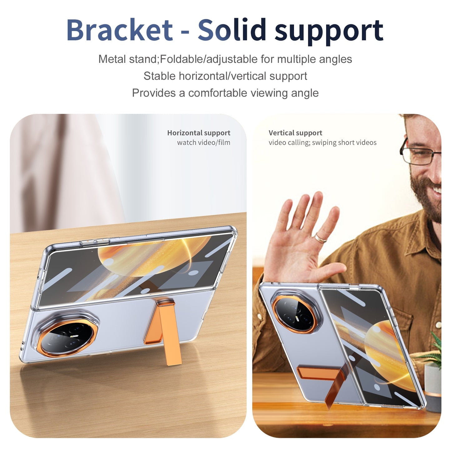 For Honor Magic V3 Ice-Cold Holder PC Hybrid TPU Phone Case(Orange)