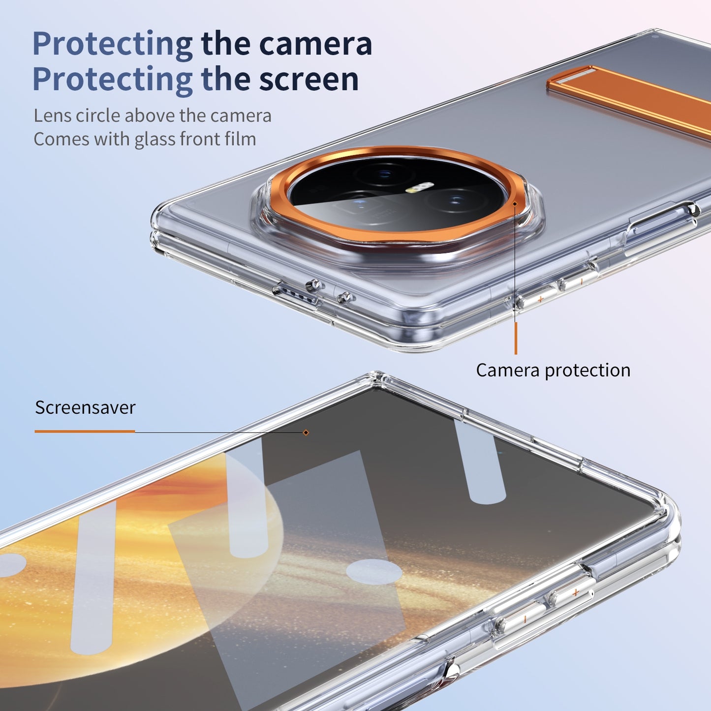 For Honor Magic V3 Ice-Cold Holder PC Hybrid TPU Phone Case(Orange)