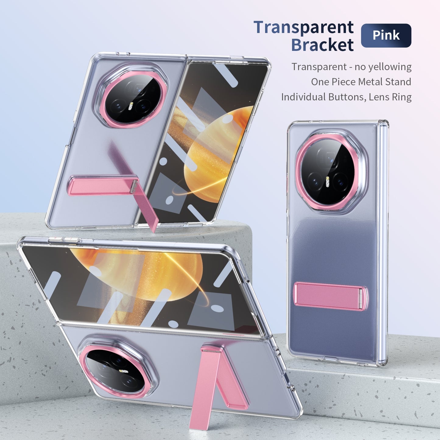 For Honor Magic V3 Ice-Cold Holder PC Hybrid TPU Phone Case(Pink)