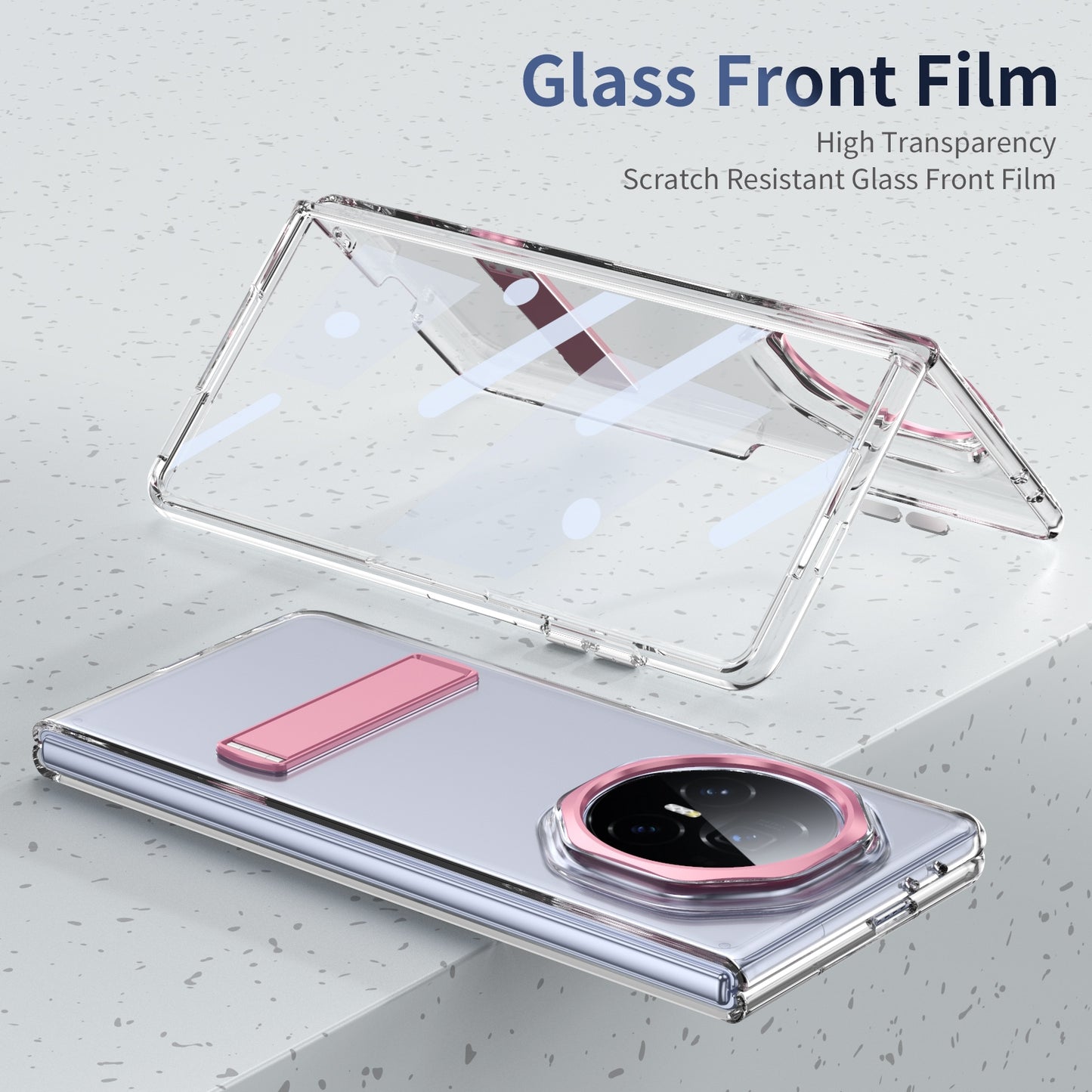 For Honor Magic V3 Ice-Cold Holder PC Hybrid TPU Phone Case(Pink)