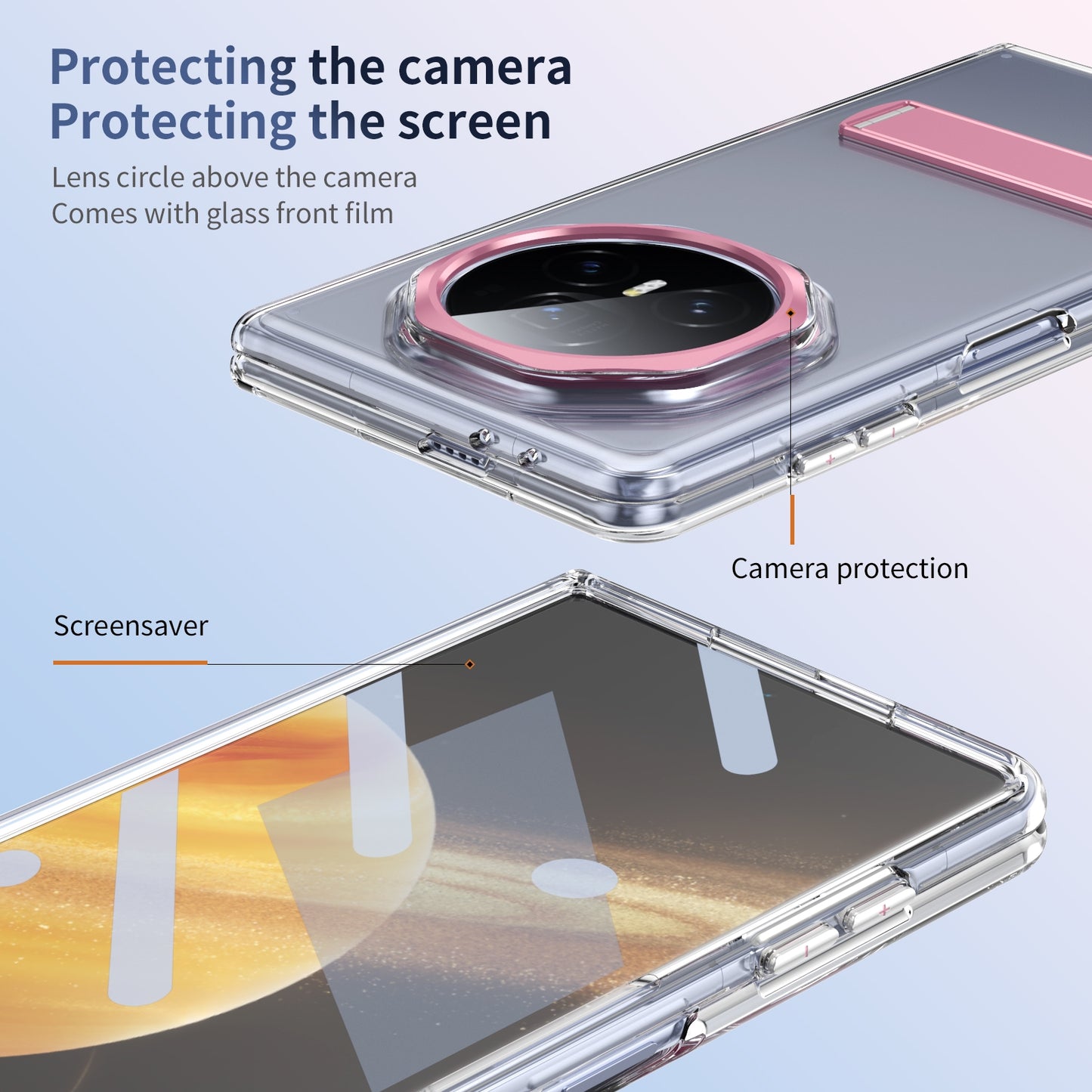 For Honor Magic V3 Ice-Cold Holder PC Hybrid TPU Phone Case(Pink)