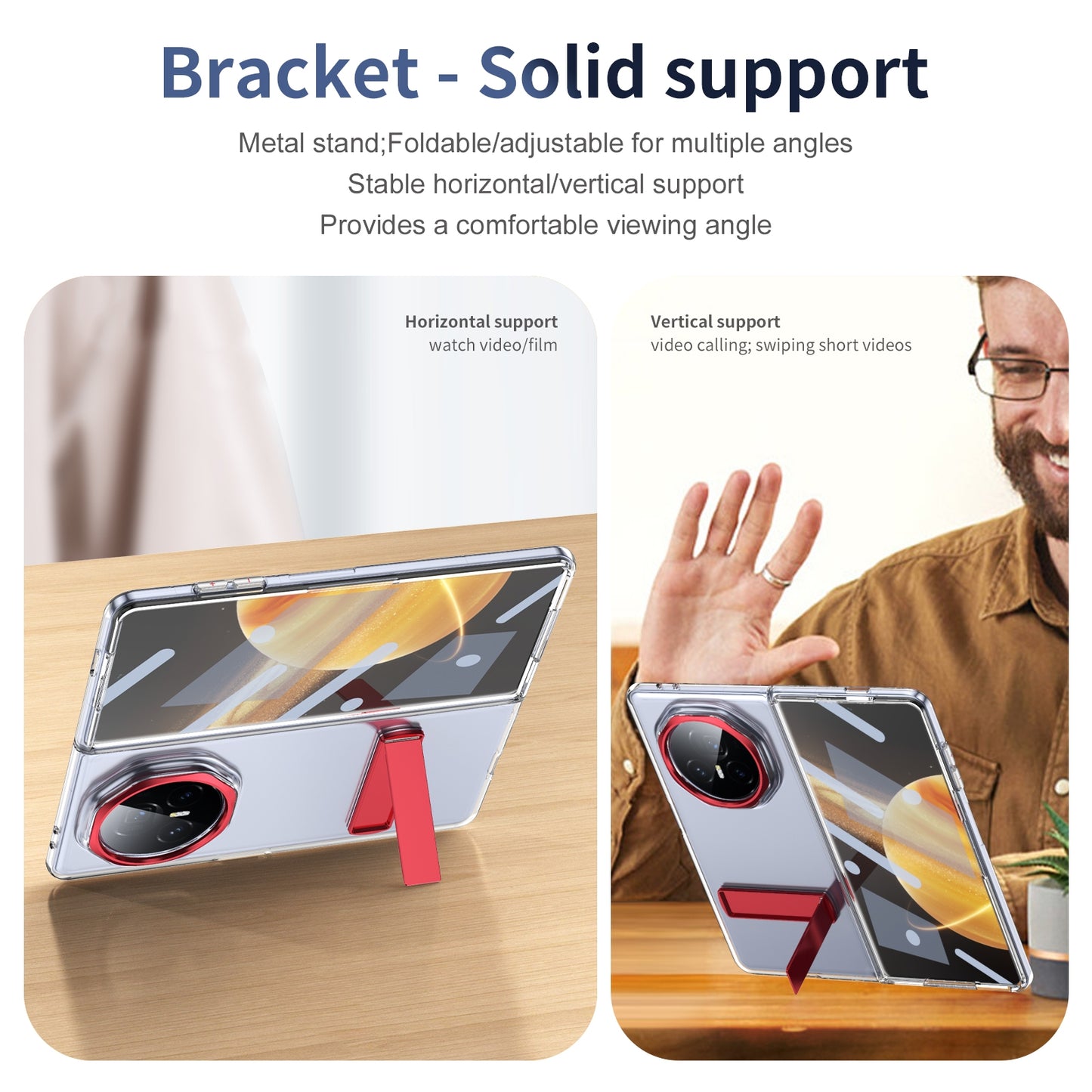 For Honor Magic V3 Ice-Cold Holder PC Hybrid TPU Phone Case(Red)