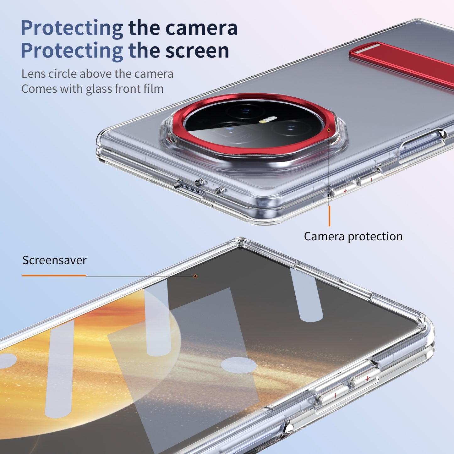 For Honor Magic V3 Ice-Cold Holder PC Hybrid TPU Phone Case(Red)