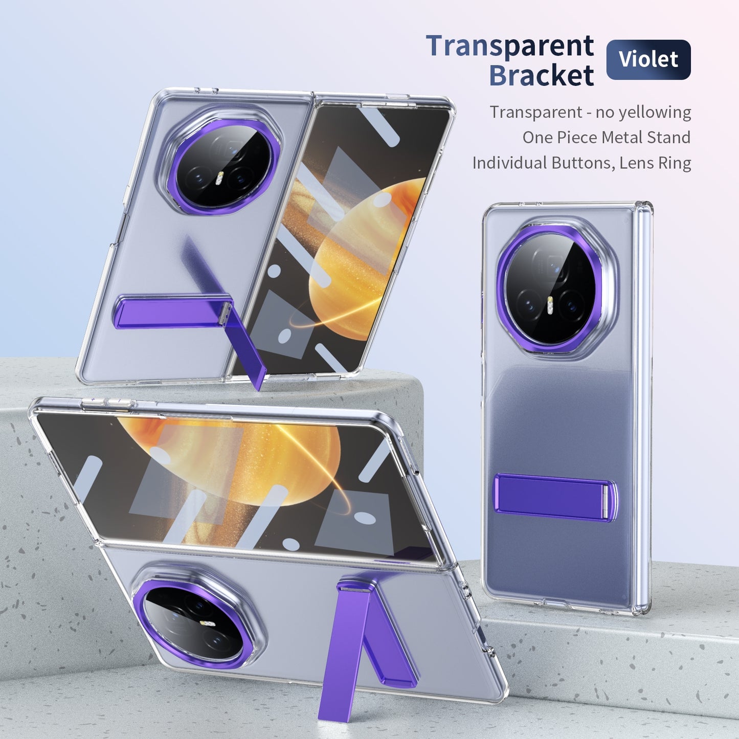 For Honor Magic V3 Ice-Cold Holder PC Hybrid TPU Phone Case(Purple)