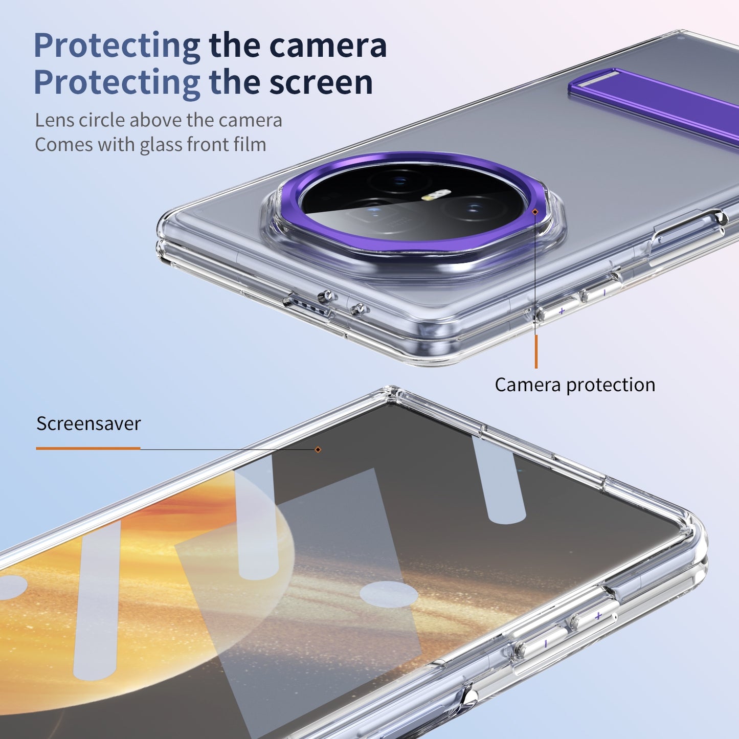 For Honor Magic V3 Ice-Cold Holder PC Hybrid TPU Phone Case(Purple)