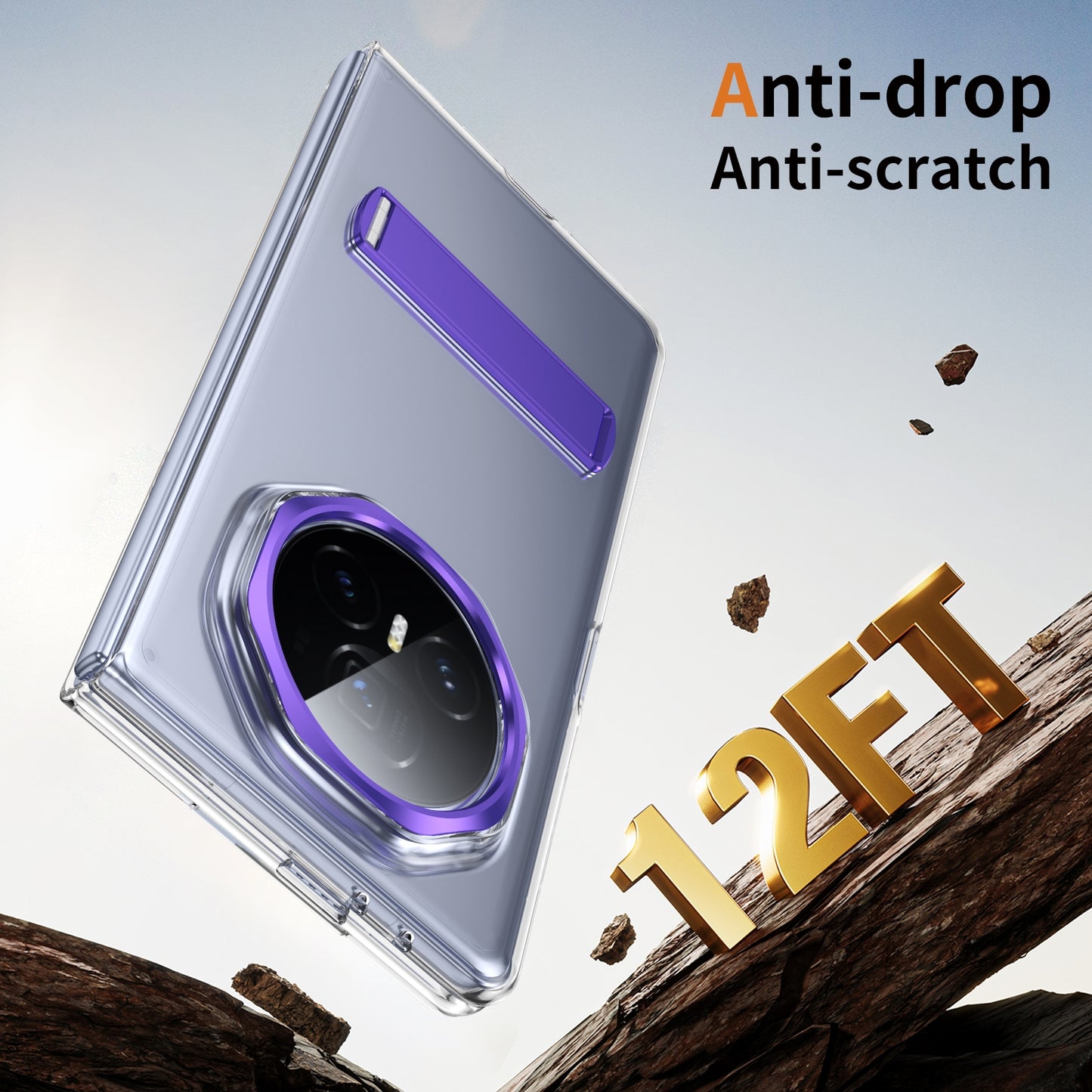 For Honor Magic V3 Ice-Cold Holder PC Hybrid TPU Phone Case(Purple)