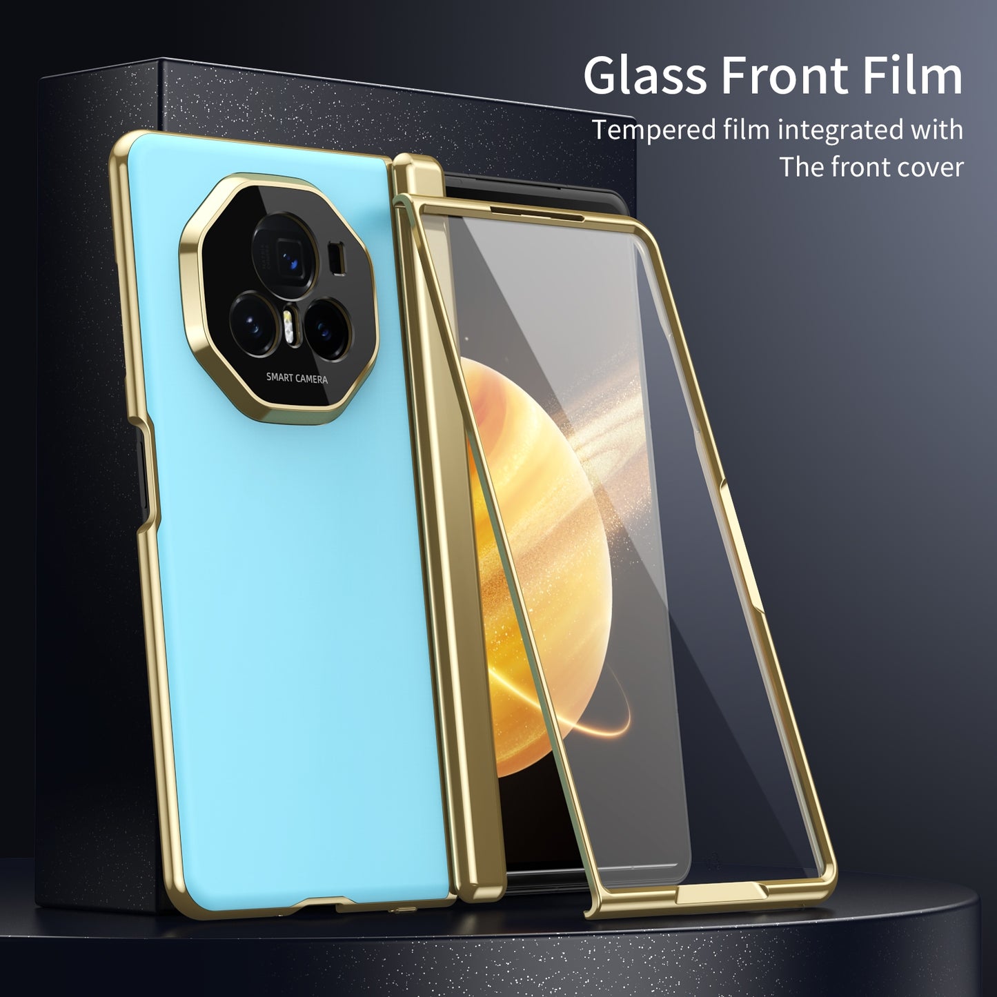 For Honor Magic V3 Integrated AG Frosted Vacuum Plating Phone Case(Ice Blue)