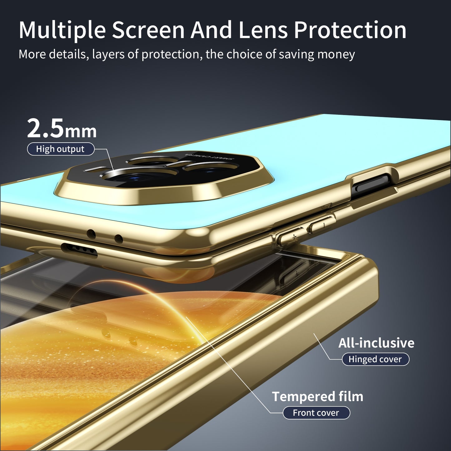 For Honor Magic V3 Integrated AG Frosted Vacuum Plating Phone Case(Ice Blue)