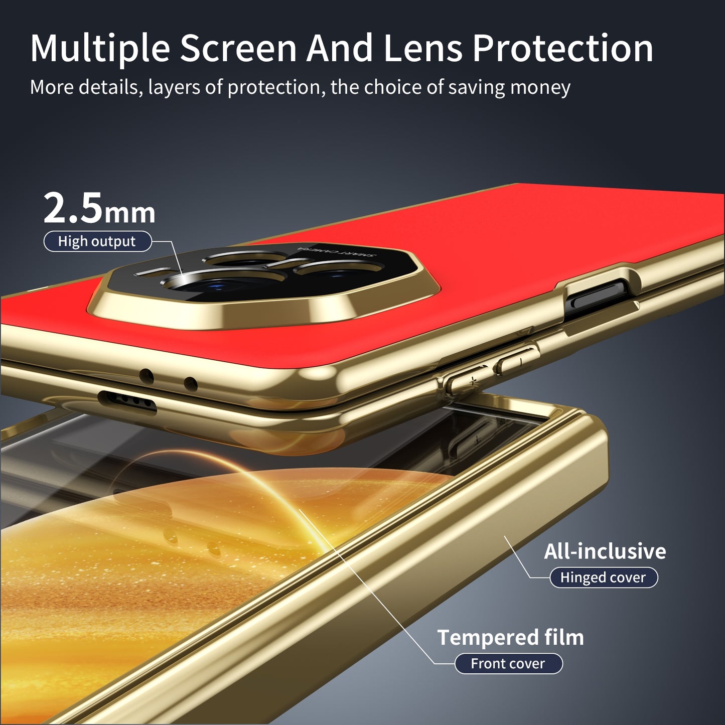 For Honor Magic V3 Integrated AG Frosted Vacuum Plating Phone Case(Red)