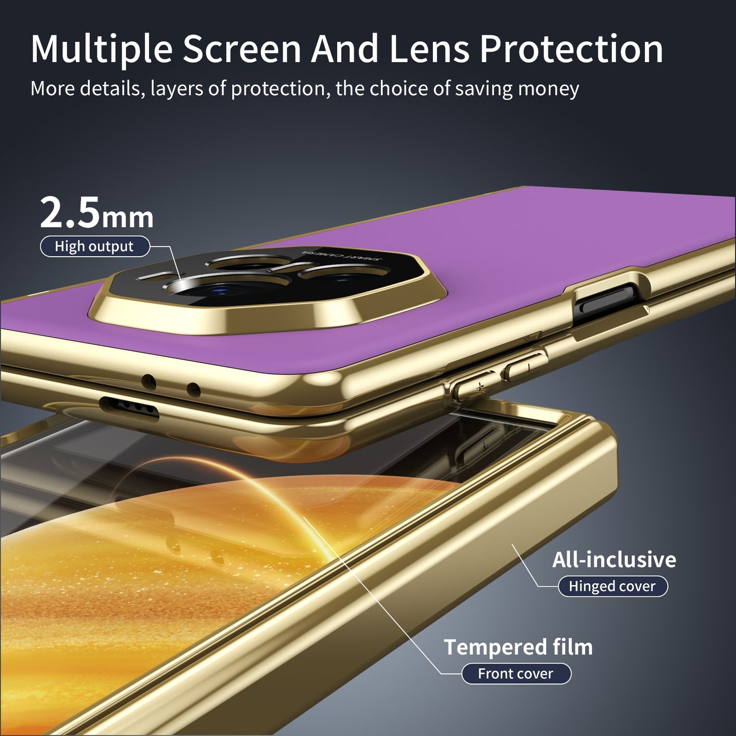 For Honor Magic V3 Integrated AG Frosted Vacuum Plating Phone Case(Purple)