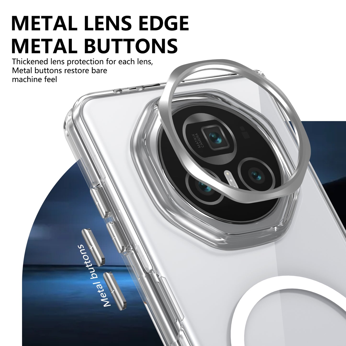 For Honor Magic V3 lce Folding Series MagSafe Integrated Clear PC Phone Case(Silver)