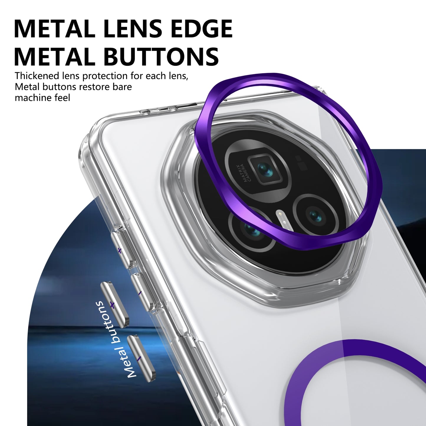 For Honor Magic V3 lce Folding Series MagSafe Integrated Clear PC Phone Case(Purple)