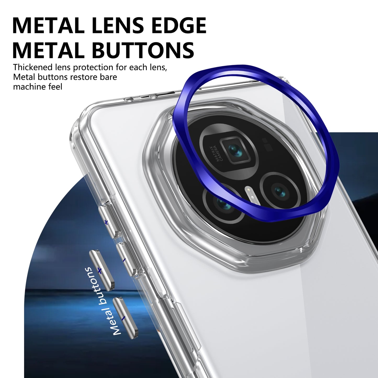 For Honor Magic V3 lce Folding Series Integrated Clear PC Phone Case(Royal Blue)