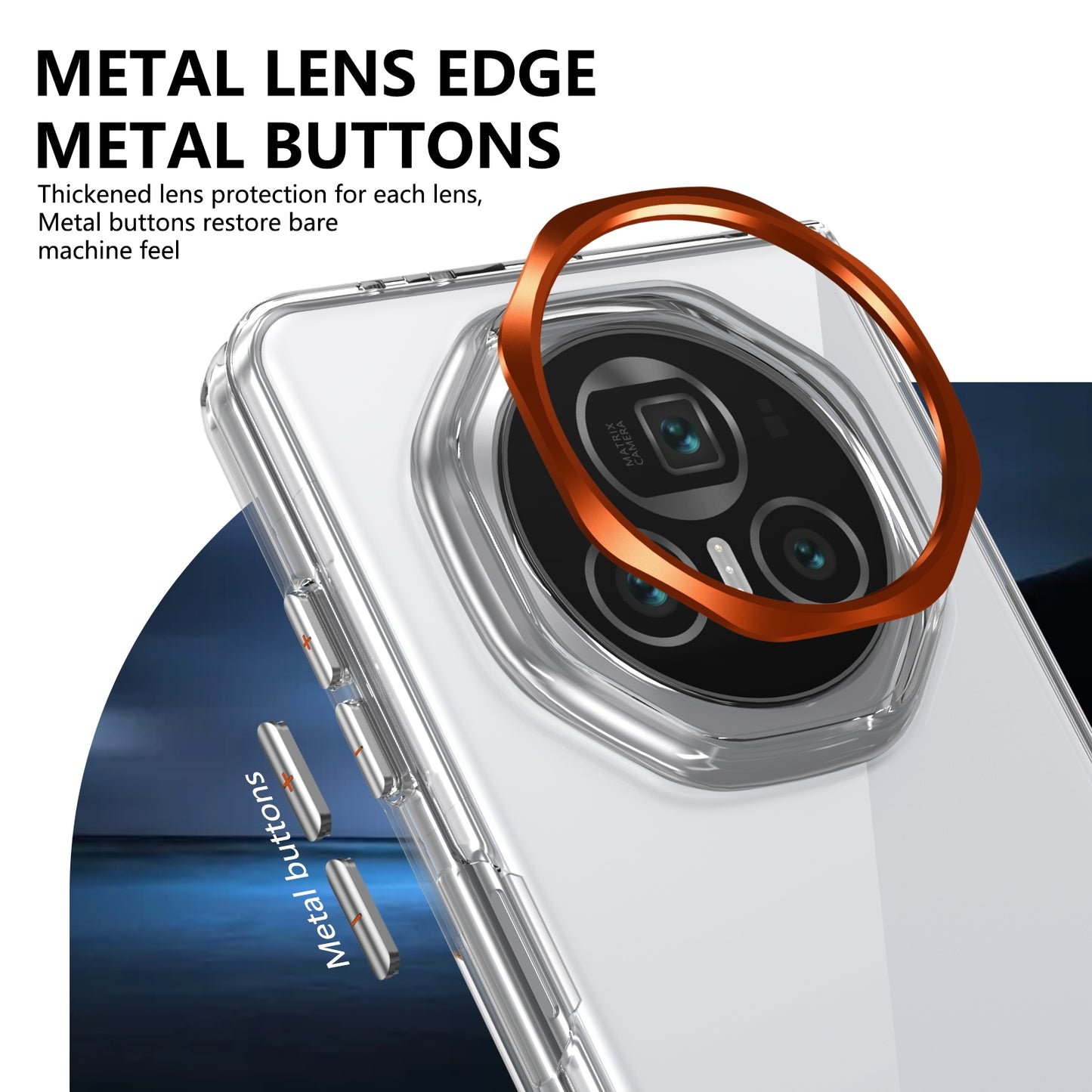 For Honor Magic V3 lce Folding Series Integrated Clear PC Phone Case(Orange)