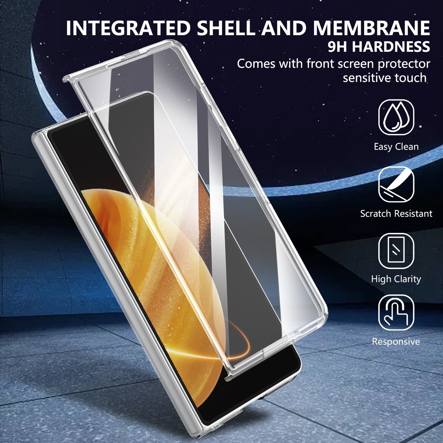 For Honor Magic V3 lce Folding Series Integrated Clear PC Phone Case(Orange)