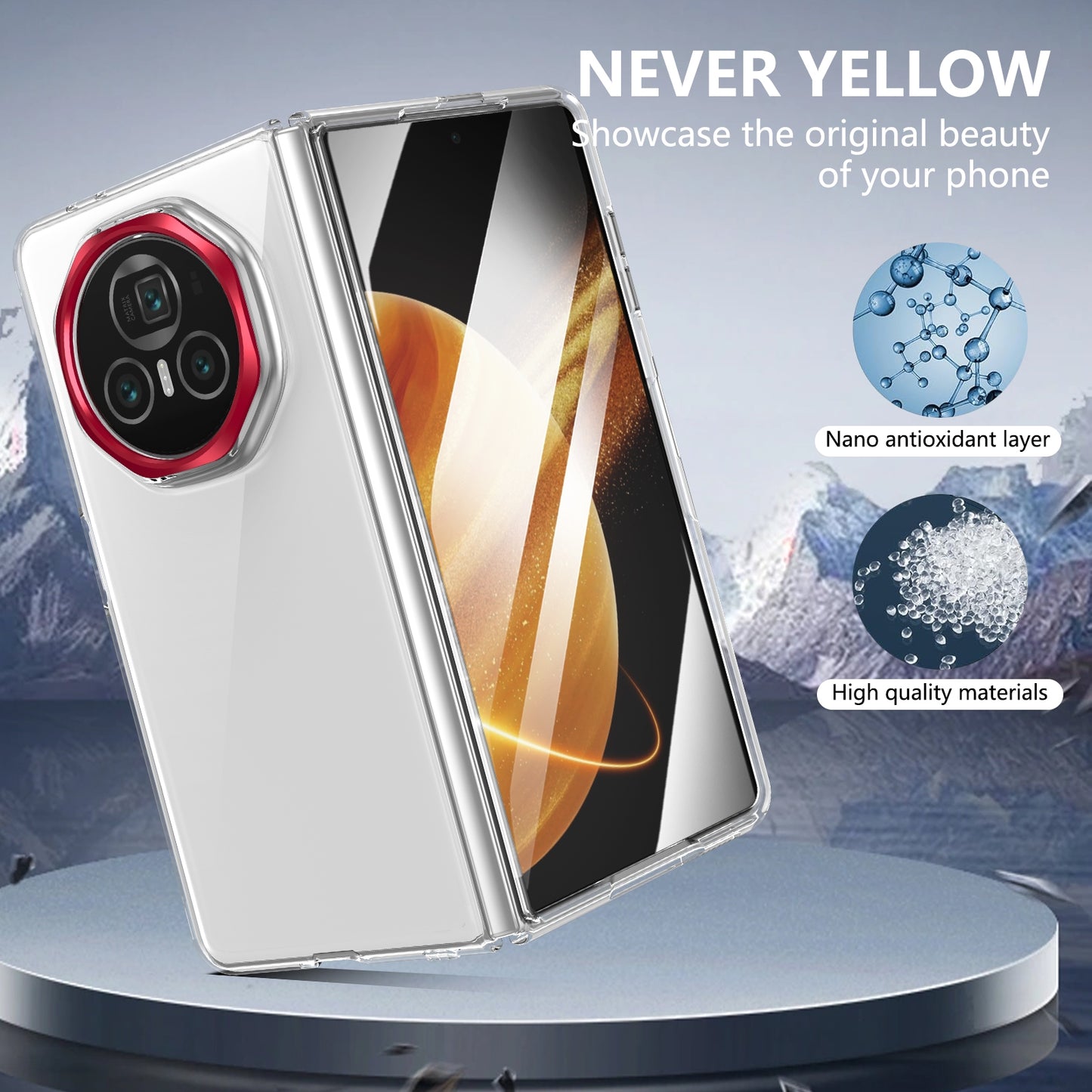 For Honor Magic V3 lce Folding Series Integrated Clear PC Phone Case(Red)