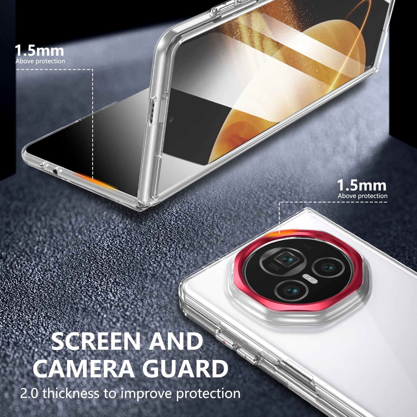 For Honor Magic V3 lce Folding Series Integrated Clear PC Phone Case(Red)