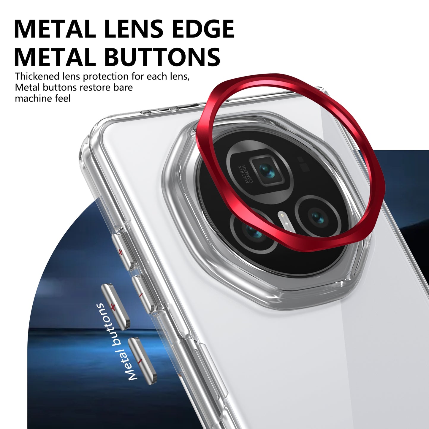 For Honor Magic V3 lce Folding Series Integrated Clear PC Phone Case(Red)