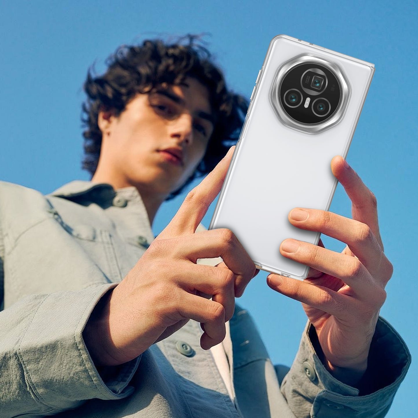 For Honor Magic V3 lce Folding Series Integrated Clear PC Phone Case(Silver)