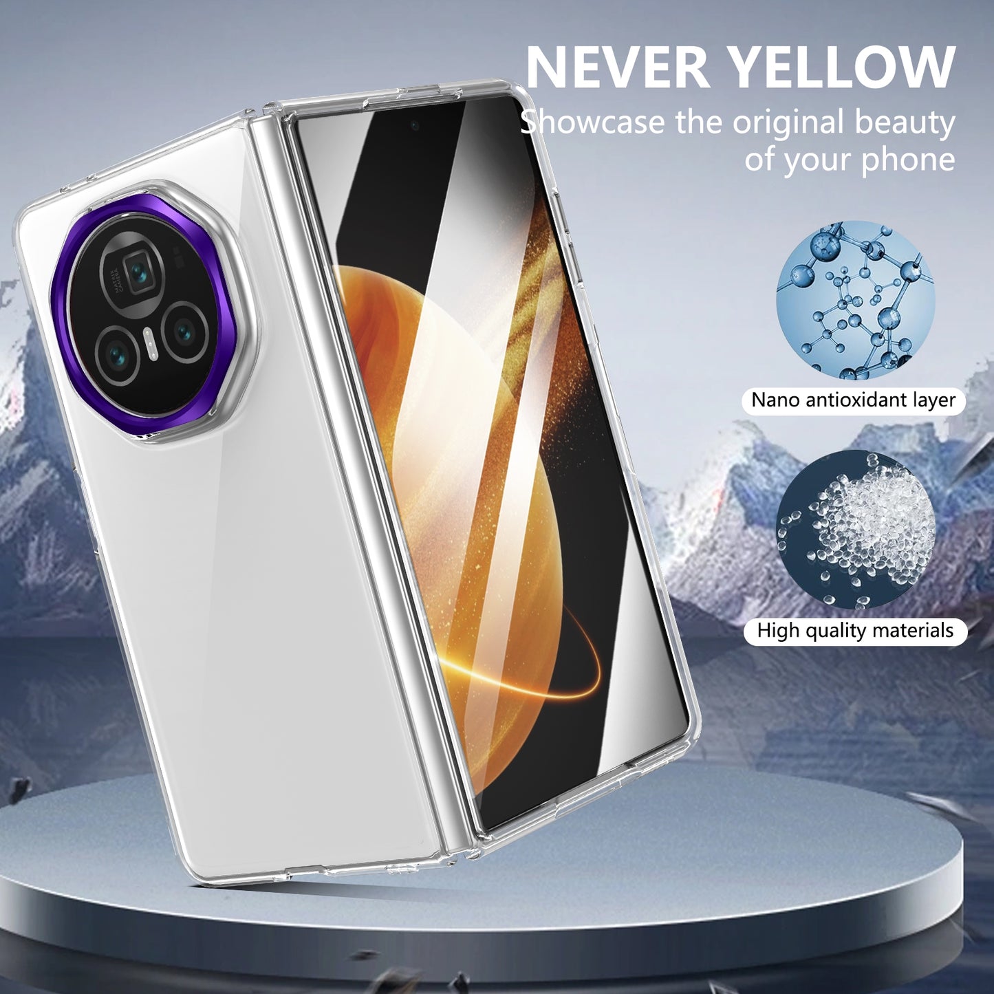 For Honor Magic V3 lce Folding Series Integrated Clear PC Phone Case(Purple)