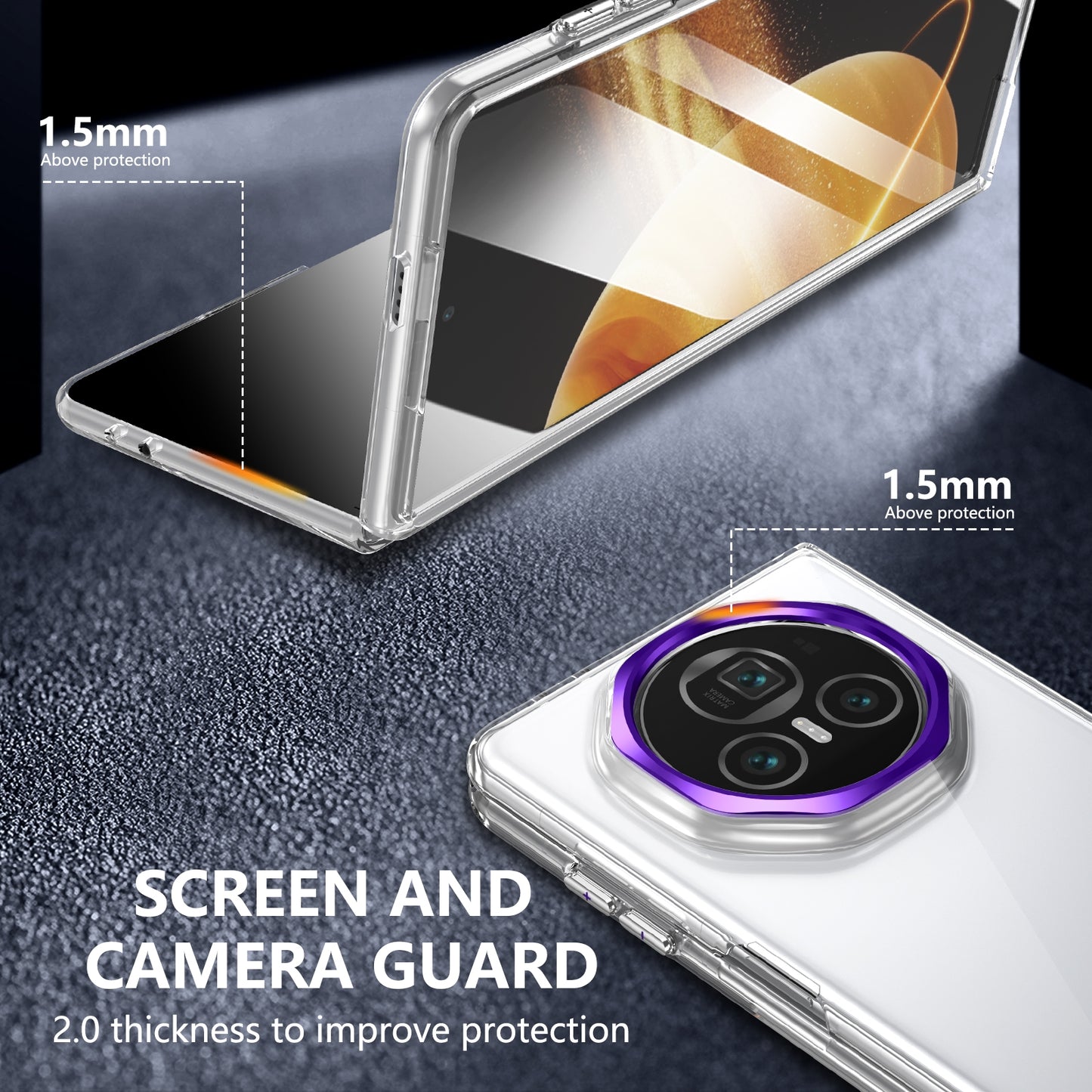 For Honor Magic V3 lce Folding Series Integrated Clear PC Phone Case(Purple)