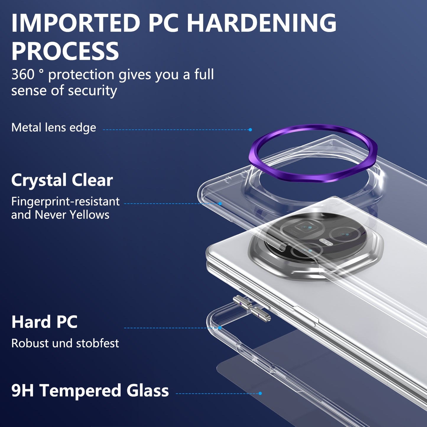 For Honor Magic V3 lce Folding Series Integrated Clear PC Phone Case(Purple)