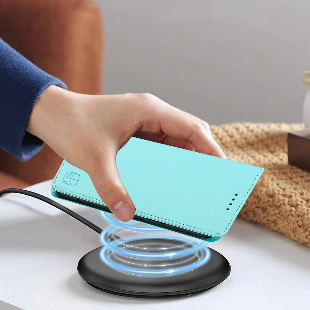 For Xiaomi 15 Pro RC01 Dual-Folded Magnetic Suction RFID Leather Phone Case(Mint Green)