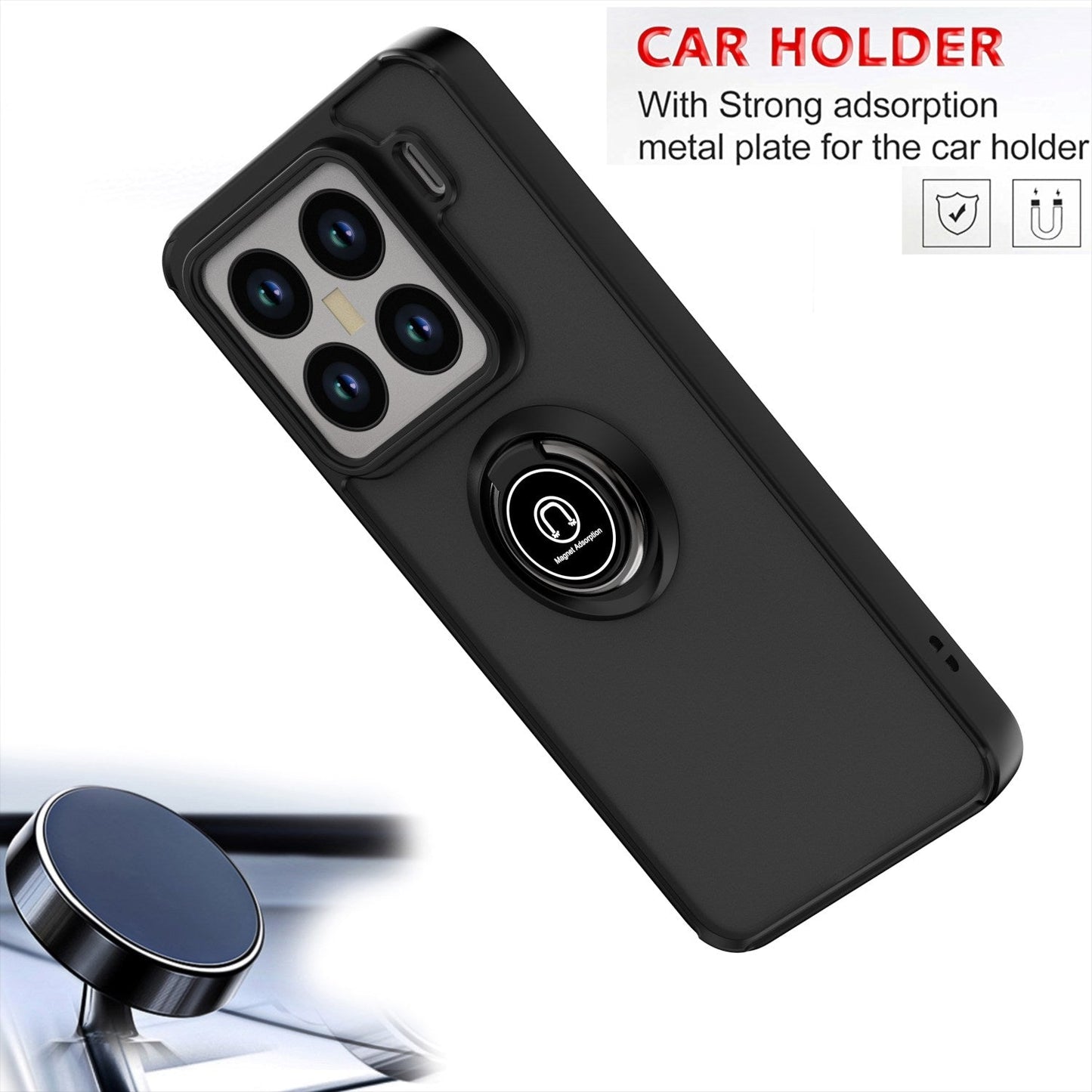 For Xiaomi 15 Pro Q Shadow 1 Series TPU + PC Phone Case with Ring(Black+Red)
