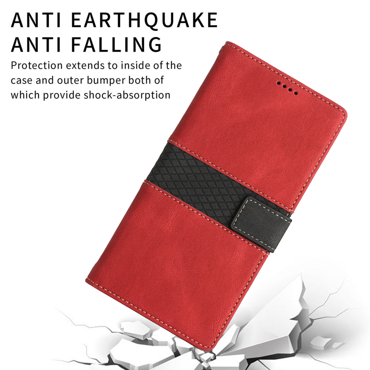 For iPhone 16e Grid Stitching Leather Phone Case with Lanyard(Red)