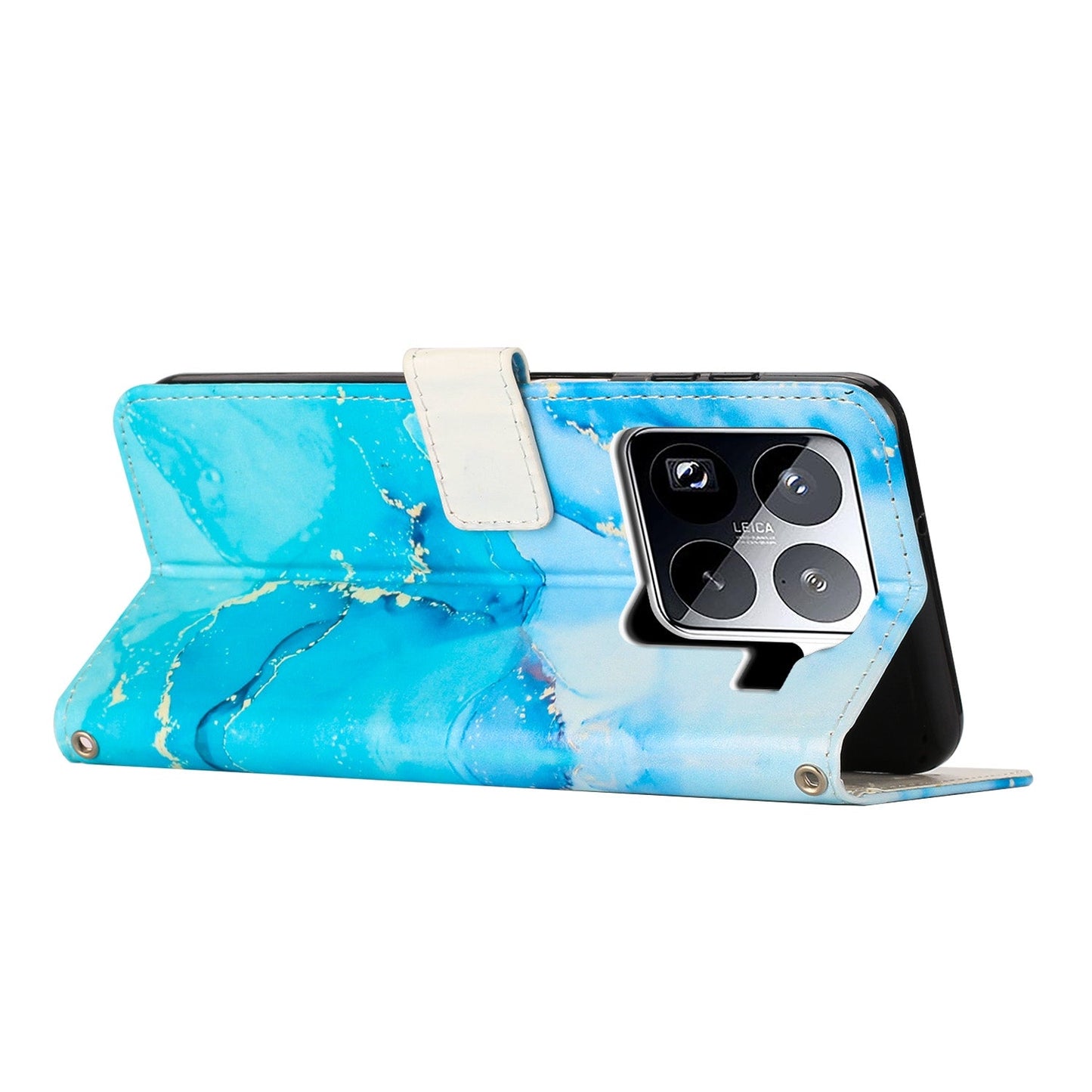 For Xiaomi 15 Pro Painted Marble Pattern Leather Phone Case(Blue Green)