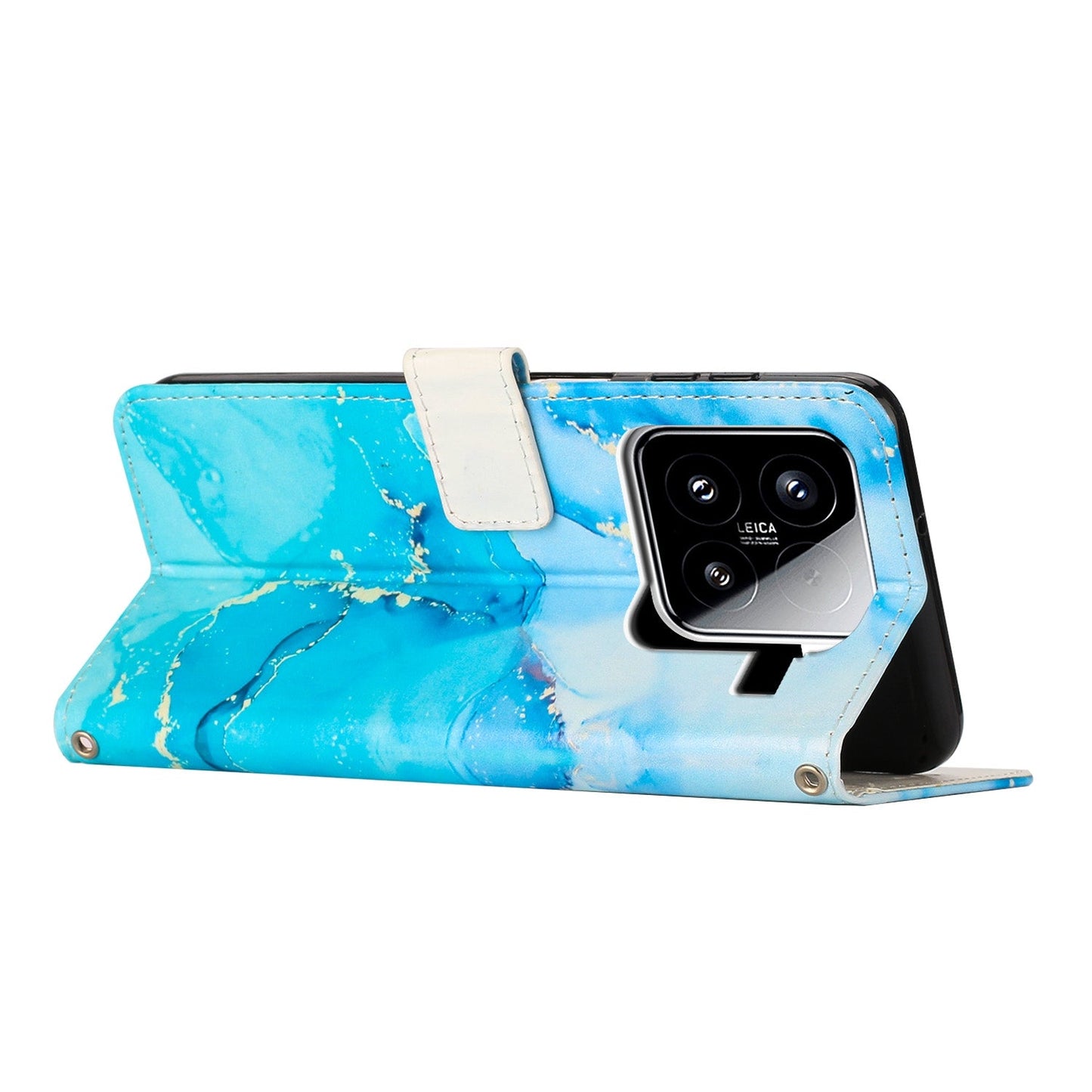 For Xiaomi 15 Painted Marble Pattern Leather Phone Case(Blue Green)