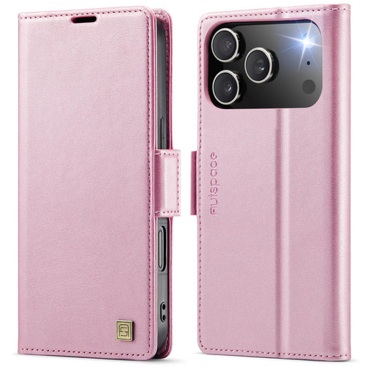 Compatible with iPhone 18 Pro Max & 17 Pro Max AutSpace A11 Side Buckle MagSafe Magnetic RFID Phone Leather Case - Rose Gold