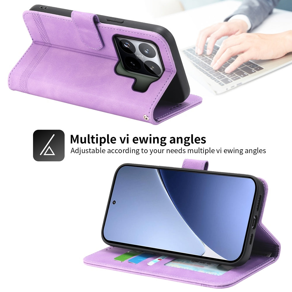 For Xiaomi 15 Pro Dierfeng Dream Line TPU Hybrid PU Leather Phone Case(Purple)
