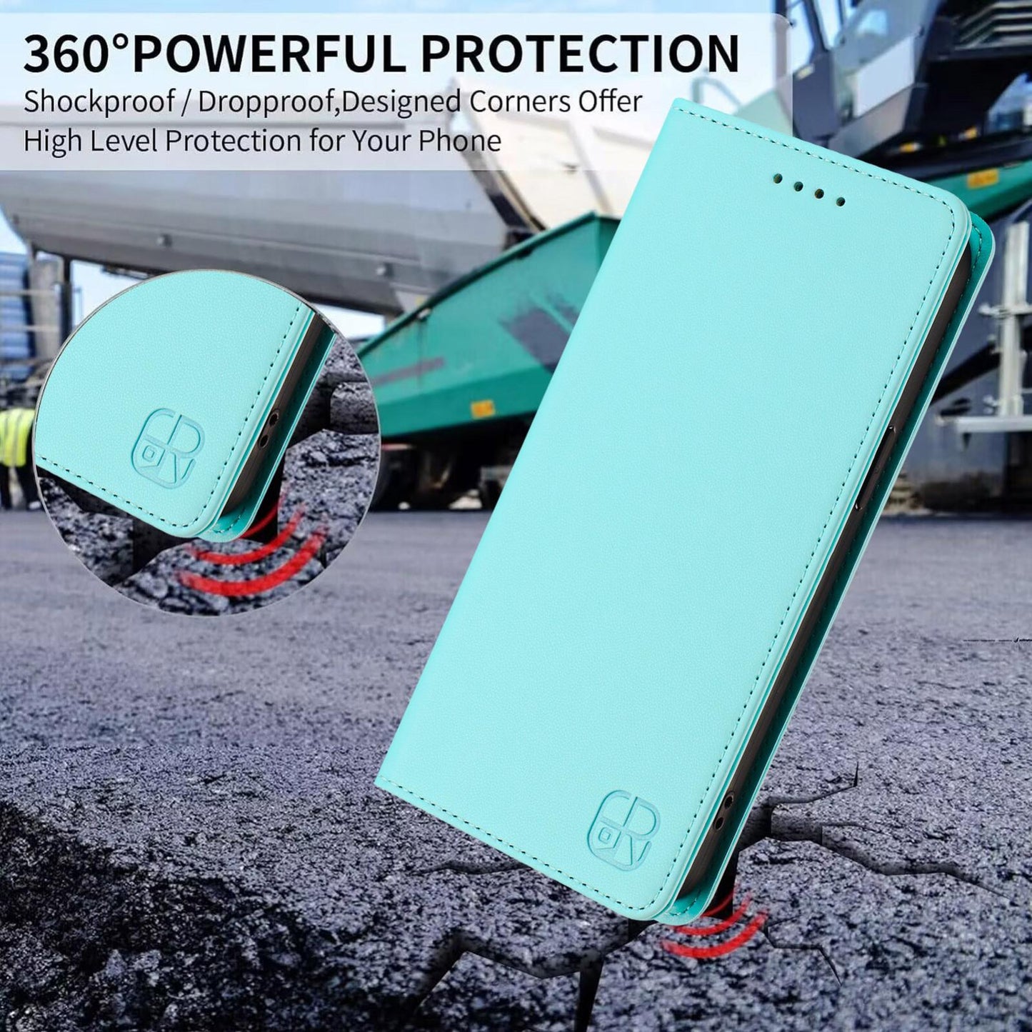 For vivo V50 5G Global RC01 Dual-Folded Magnetic Suction RFID Leather Phone Case(Mint Green)