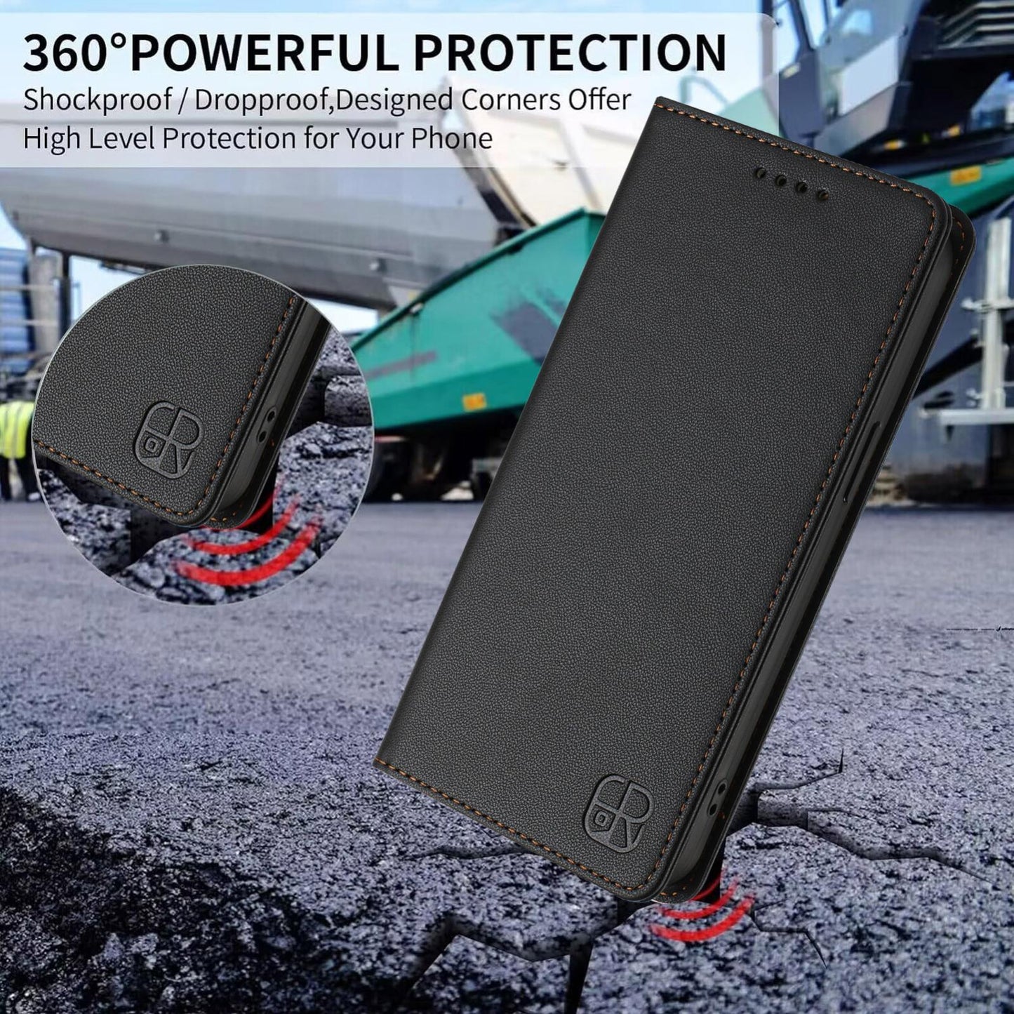 For vivo V50 5G Global RC01 Dual-Folded Magnetic Suction RFID Leather Phone Case(Black)