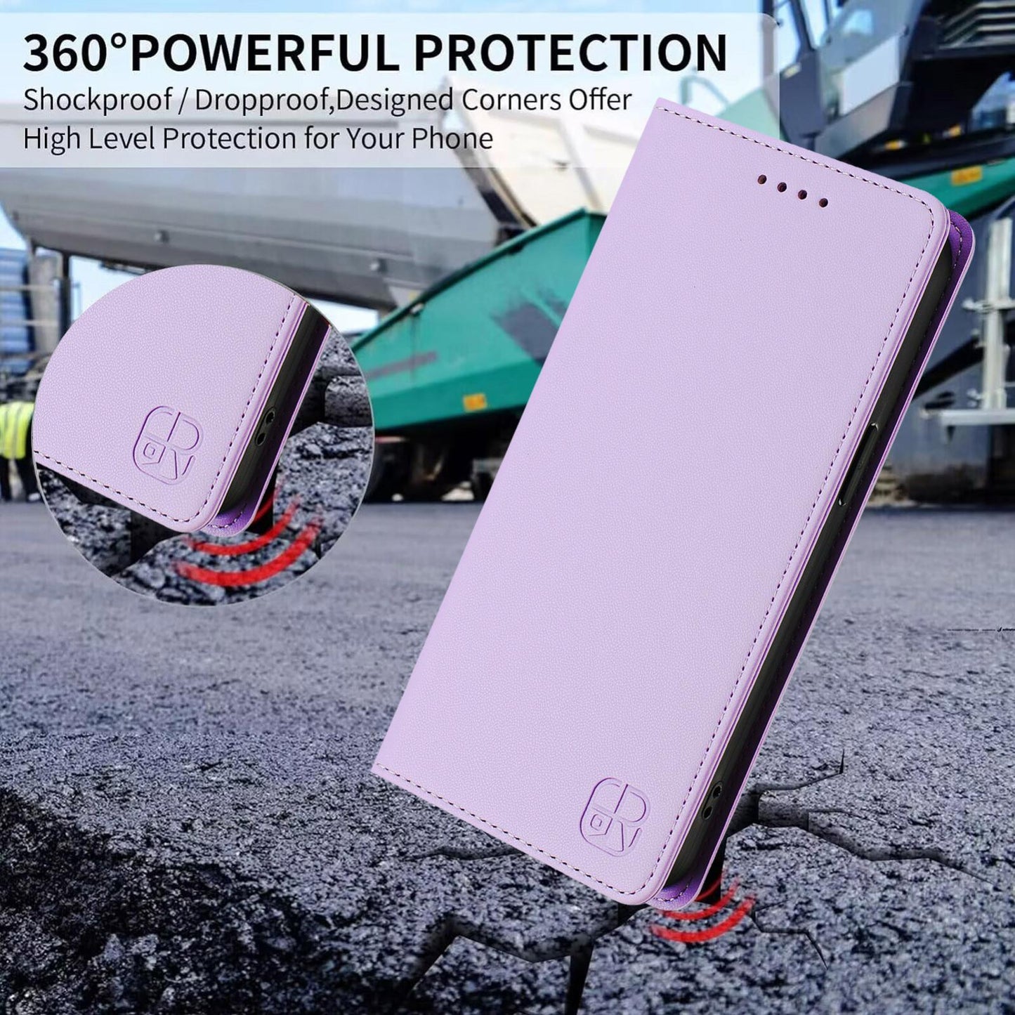 For vivo V50 5G Global RC01 Dual-Folded Magnetic Suction RFID Leather Phone Case(Light Purple)