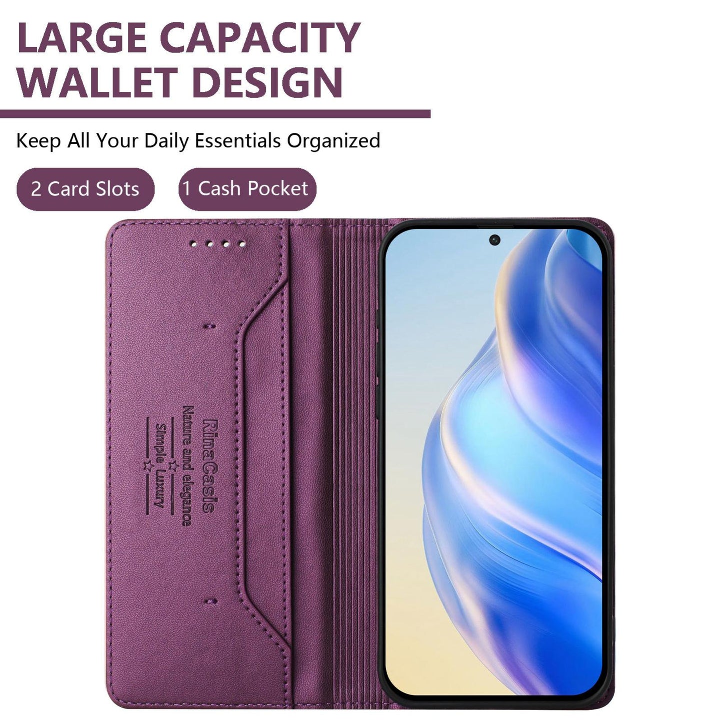 For vivo V50 5G Global RC01 Dual-Folded Magnetic Suction RFID Leather Phone Case(Violet)